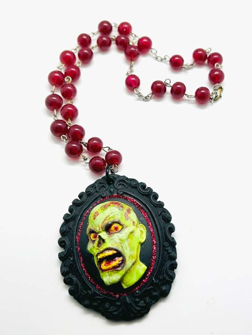 Creepy Hand Painted Zombie Necklace